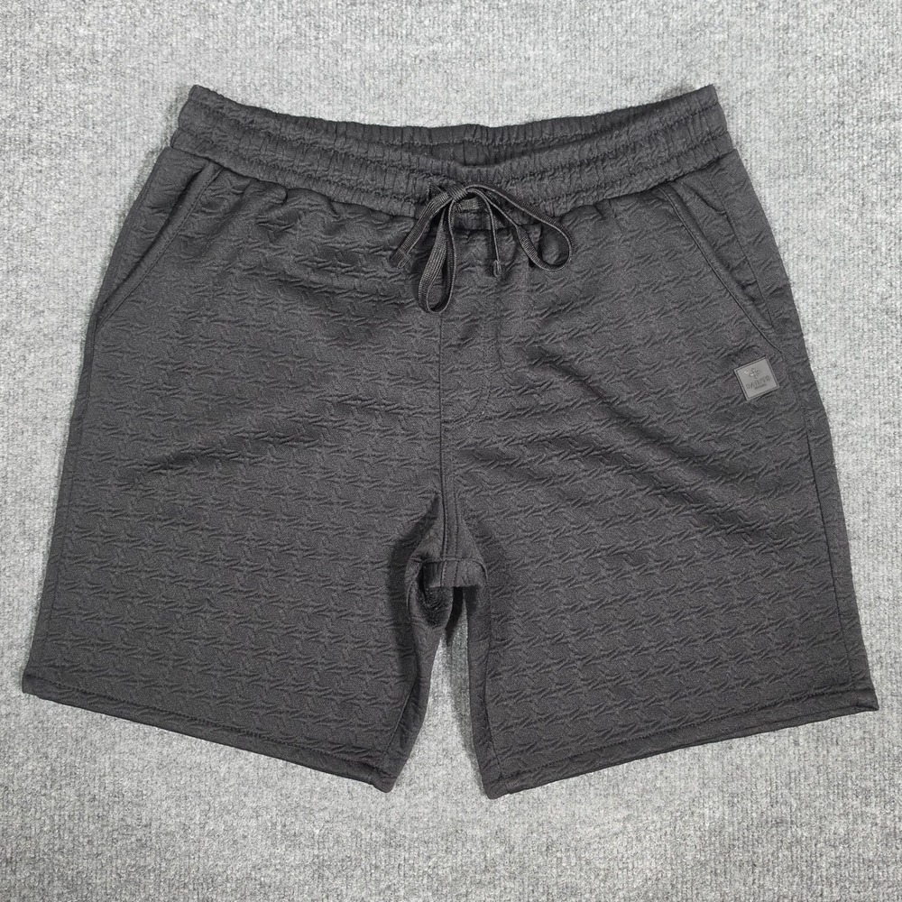 Saints Studio Mens Textured Knit Shorts Black Charcoal Geometric Pattern Size M
